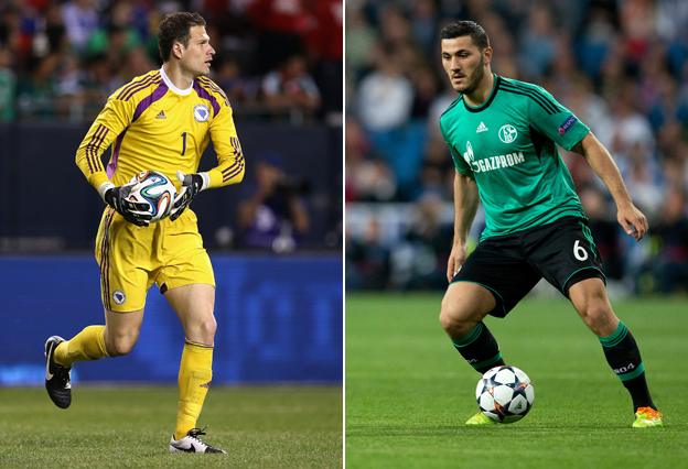Bosnia Herzegovina's Asmir Begovic and Sead Kolasinac