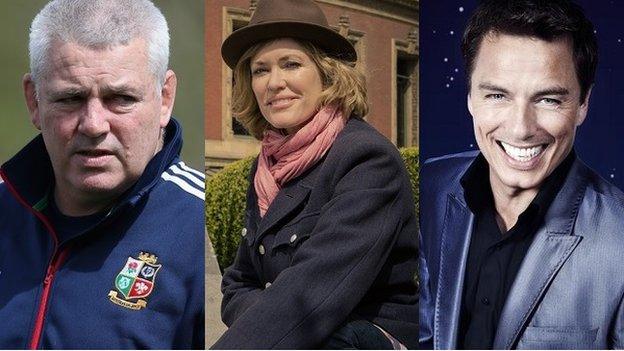 Warren Gatland, Cerys Matthews and John Barrowman