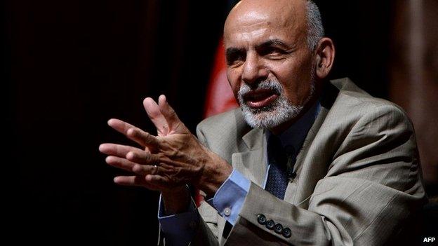Ashraf Ghani Ahmadzai speaks during a rally in Kabul - 11 June 2014