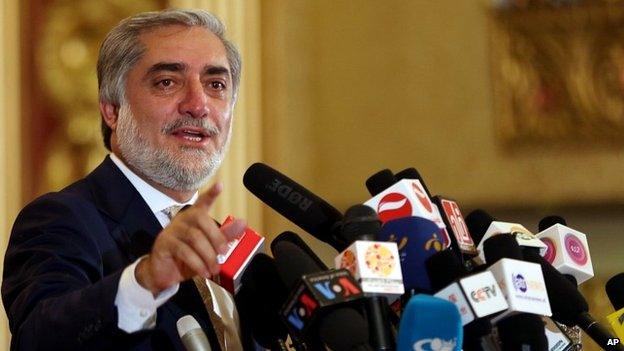 Dr Abdullah Abdullah speaks during a campaign rally in Kabul - 22 May 2014