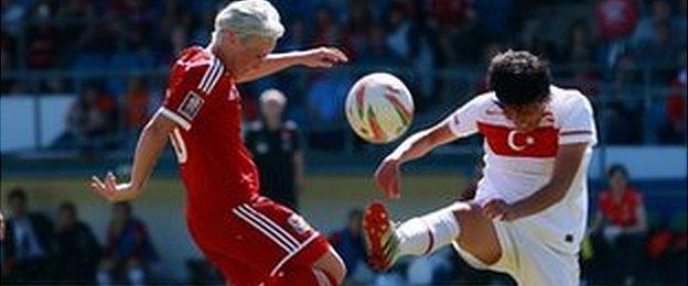 Wales Women in action against Turkey Women