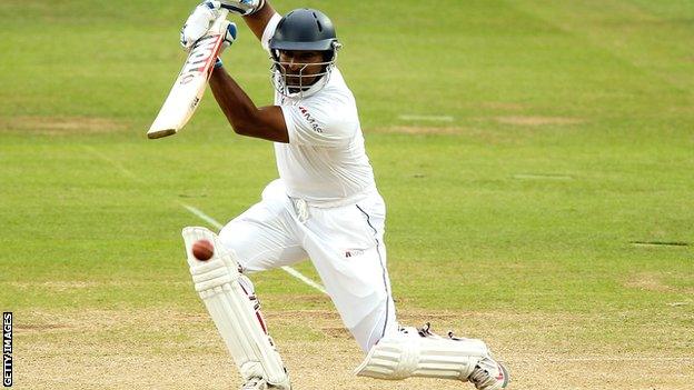 Kumar Sangakkara during his century against England at Lord's