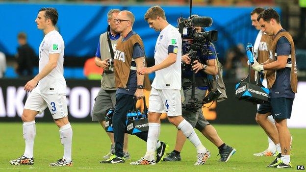 TV camera filming England team