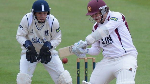 Rob Newton batting against Warwickshire