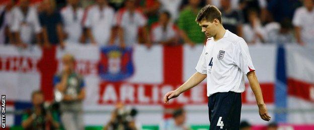 England's Steven Gerrard after losing to Portugal during the 2006 World Cup in Germany