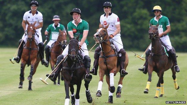 Prince Harry and the Duke of Cambridge playing polo