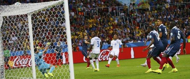 Karim Benzema scores his third goal