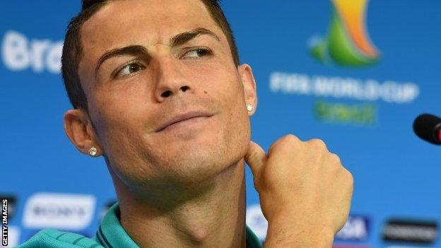 Cristiano Ronaldo speaking at a news conference