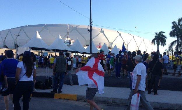 England fans outside Manaus stadium on 14 July 2014