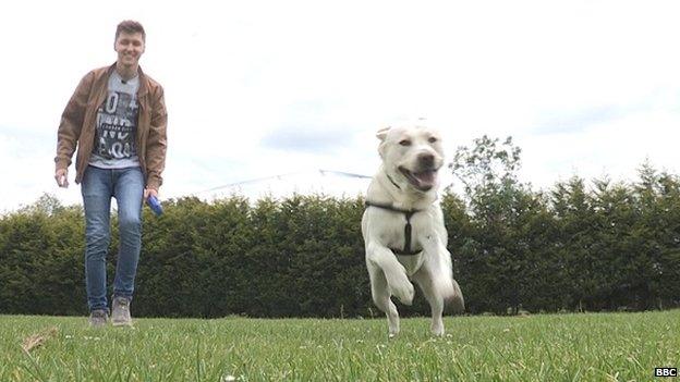 Liam Ruff with his dog Travis