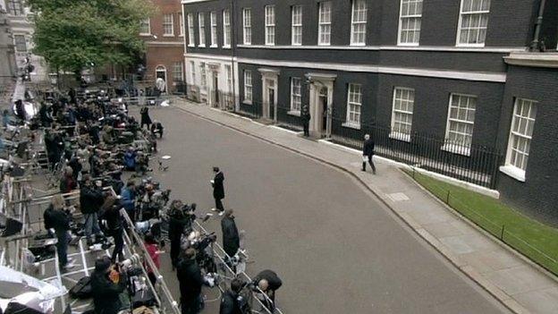 TV cameras outside Downing Street