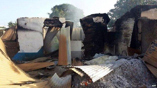 A house destroyed in Mpeketoni, Kenya, during an attack on 16 June 2014