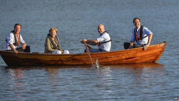 From Left: David Cameron, Angela Merkel, Sweden's Fredrik Reinfeldt and Mark Rutte of the Netherlands ((9 June)