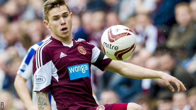 Hearts midfielder Sam Nicholson