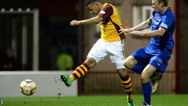 Winger Lionel Ainsworth nets for Motherwell against Inverness Caledonian Thistle.