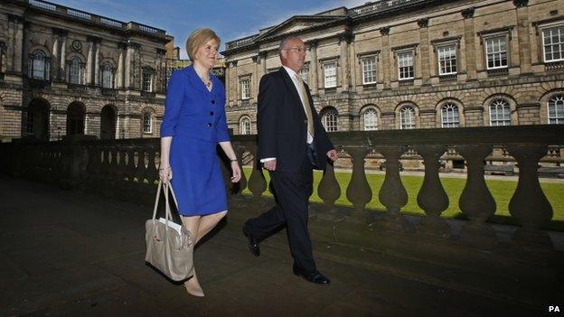 Nicola Sturgeon walking alongside Stephen Tierney