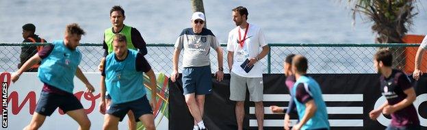 England training next to the beach.