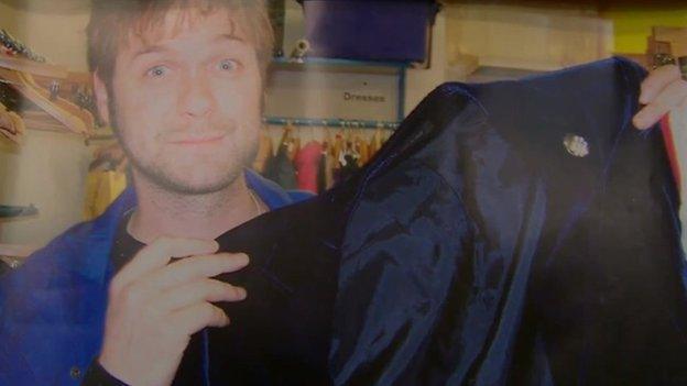 Tom Meighan in Oxfam store