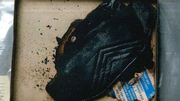 The remains of Elaine Doyle's bag which was found at the scene