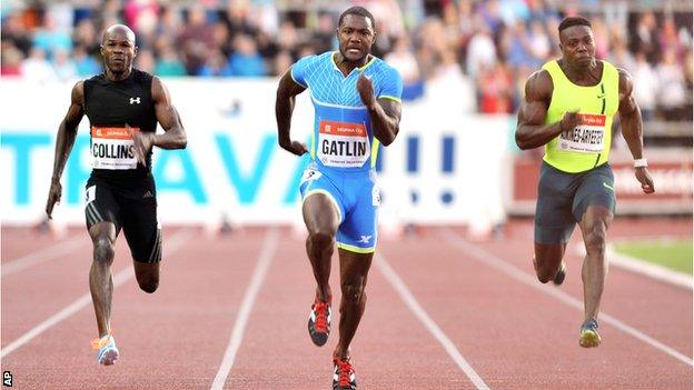 Justin Gatlin wins in the Czech Republic