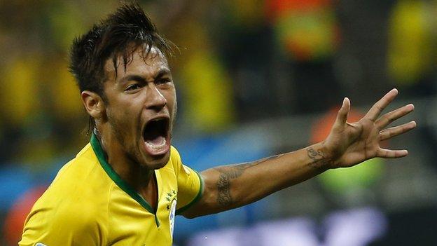 Neymar celebrates during Brazil's victory over Croatia