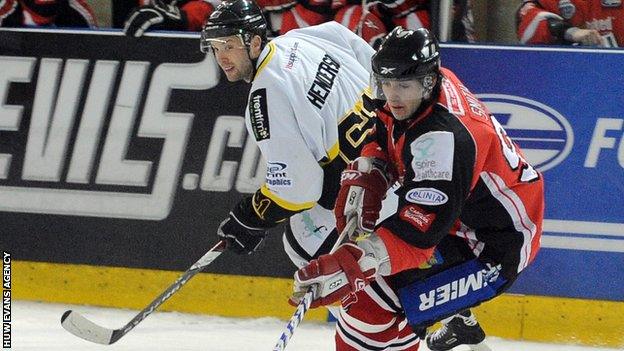 Cardiff Devils' Mark Smith and Nottingham Panthers' Jay Henderson