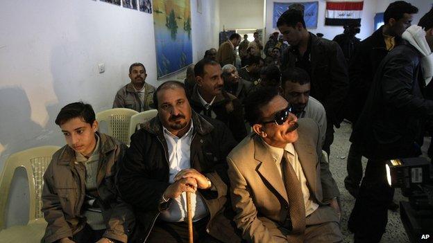 Relatives of victims at a hearing in 2008