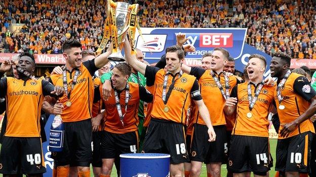 Wolves celebrate the League One title