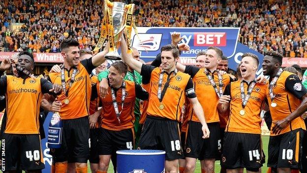 Wolves celebrate the League One title