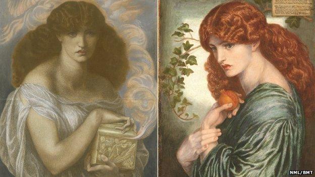 Pandora by Dante Gabriel Rossetti (detail)/Persephone by Dante Gabriel Rossetti (detail)