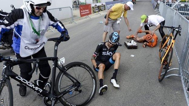 Bradley Wiggins after his crash