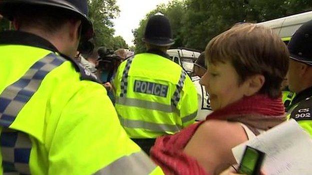 Caroline Lucas is arrested at Balcombe