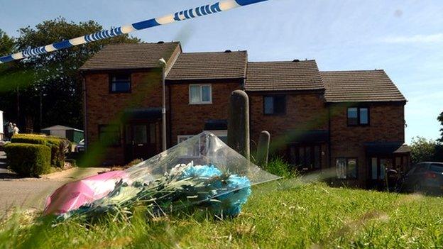 floral tributes at Bryn Gorwel