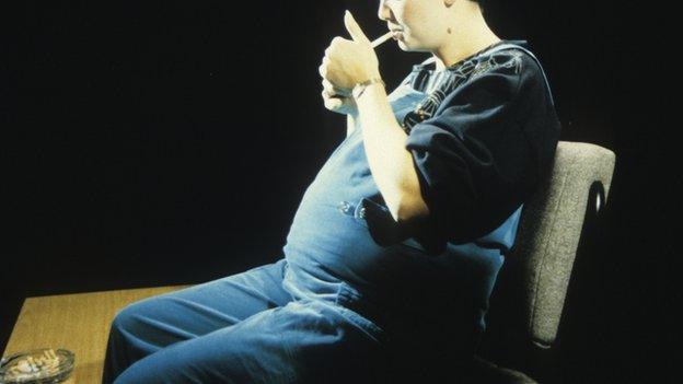 Pregnant woman smoking on BBC Horizon, 1991