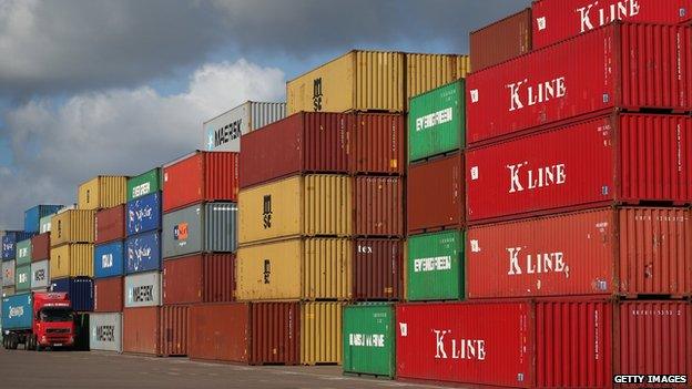 Containers at a UK port