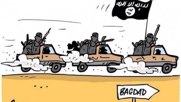 This cartoon was posted on the @ISIS_Media_Hub Twitter account