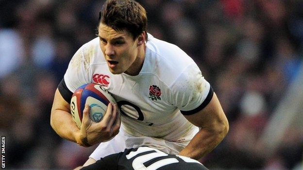 Joel Tomkins playing for England