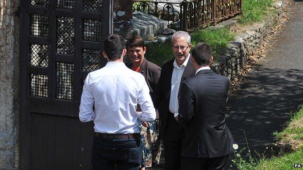 Ben Elton at funeral of Rik Mayall