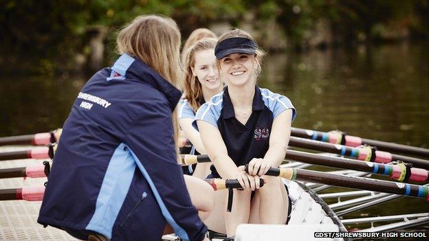 Girls rowing