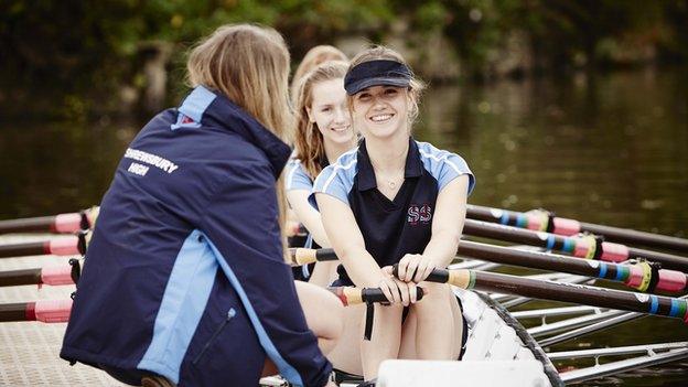 Girls rowing