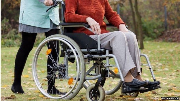 Woman in wheelchair