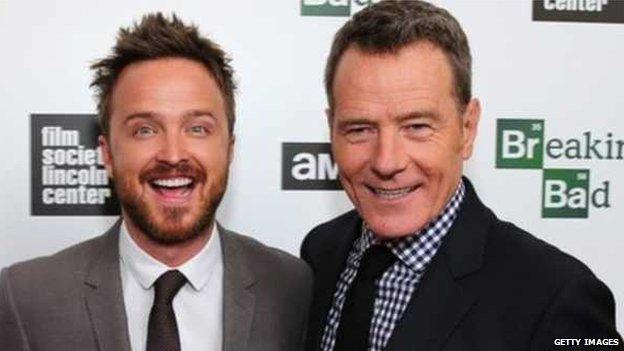 Aaron Paul and Bryan Cranston play Jesse and Walt in Breaking Bad