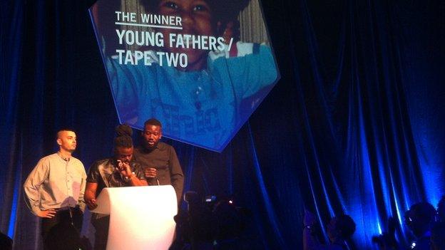 Young Fathers receive the Scottish Album of the Year award for Tape Two