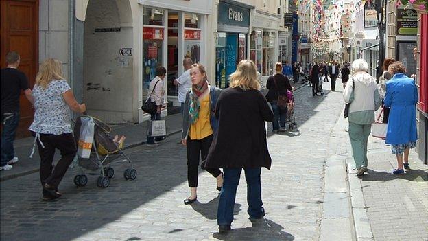 Pedestrians in St Peter Port High Street