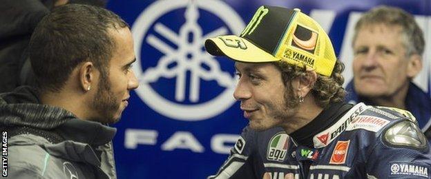 Lewis Hamilton and Valentino Rossi