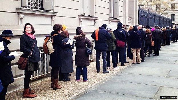 Queues outside the Frick Collection in New York