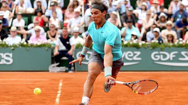 Rafael Nadal playing at the French Open