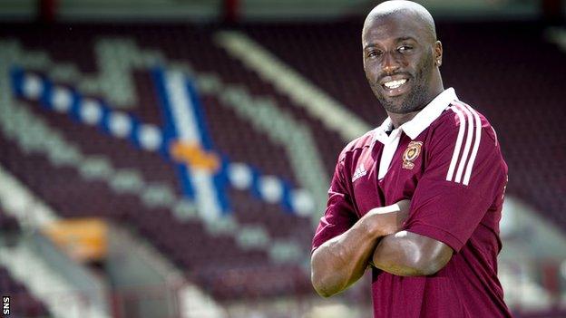 Hearts' new signing Morgaro Gomis at Tynecastle