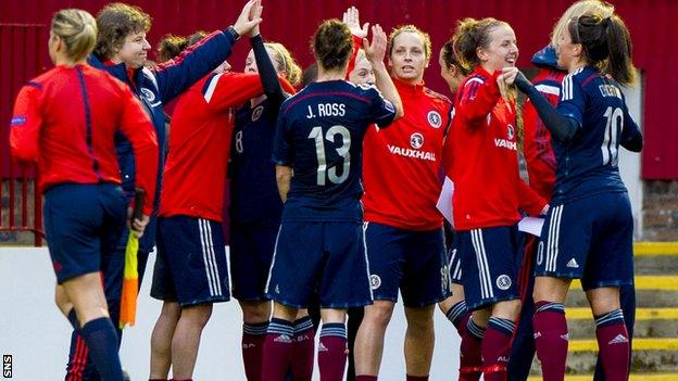 Scotland players celebrate their 2-0 triumph over Poland in World Cup 2015 qualifying