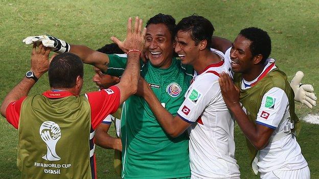 Costa Rica celebrate against Italy